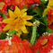 искусственные цветы букет ассорти (пион, георгина, гербера) цвета желтый с красным 20