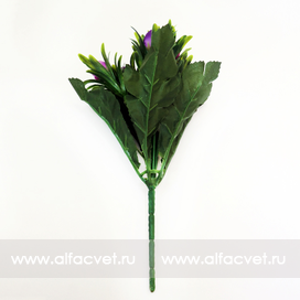 искусственные цветы букет камелий с крупными листьями цвета фиолетовый и темно-фиолетовый 27