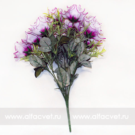 искусственные цветы букет роз цвета малиновый с белым 37