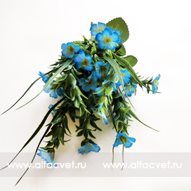 искусственные цветы букет фиалок с добавкой пластик цвета синий 12