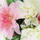 искусственные цветы букет георгинов с добавками цвета белый с розовым 19