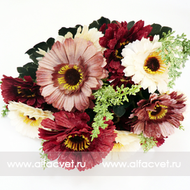 искусственные цветы букет гербер цвета фиолетовый с белым 15