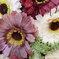 искусственные цветы букет гербер цвета фиолетовый с белым 15