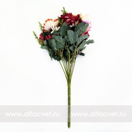 искусственные цветы букет гербер цвета красный, кремовый, белый 46