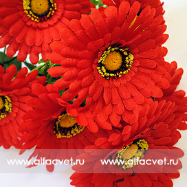 искусственные цветы букет гербер цвета красный 4