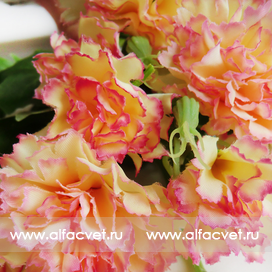 искусственные цветы букет гвоздик цвета желтый с розовым 18