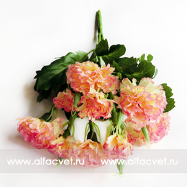 искусственные цветы букет гвоздик цвета желтый с розовым 18