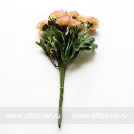 искусственные цветы букет гвоздик цвета желтый с розовым 18