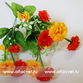 искусственные цветы гвоздики цвета желтый с красным 20