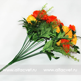 искусственные цветы гвоздики цвета желтый с красным 20