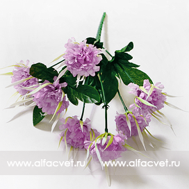 искусственные цветы букет гвоздик с добавкой осока цвета сиреневый 8