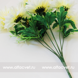 искусственные цветы хризантемы цвета белый с желтым 13