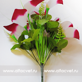 искусственные цветы букет каллы цвета красный с белым 21