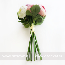 искусственные цветы букет камелий цвета белый с розовым 19
