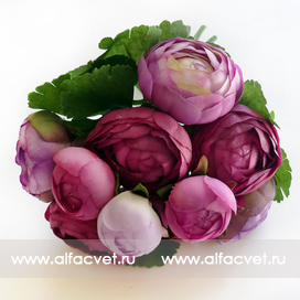 искусственные цветы букет камелий цвета фиолетовый и темно-фиолетовый 27