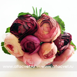 искусственные цветы букет камелий цвета светло-розовый, малиновый, фиолетовый 47