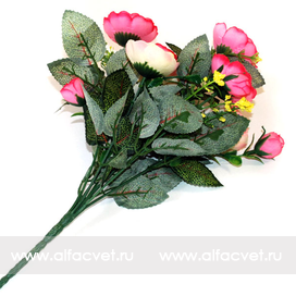 искусственные цветы камелия цвета кремовый с розовым 56