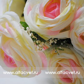 искусственные цветы камелия цвета белый с розовым 19