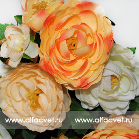 искусственные цветы камелия цвета оранжевый с кремовым 23