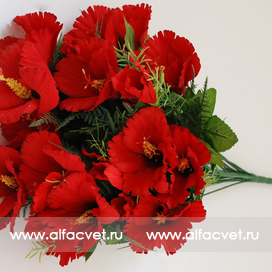 искусственные цветы китайская роза цвета красный 4