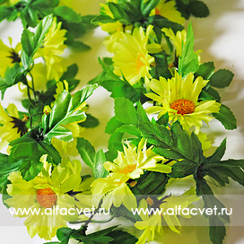 искусственные цветы цепь лиана с ромашками цвета желтый 1