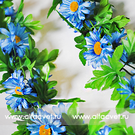 искусственные цветы цепь лиана с ромашками цвета синий 12