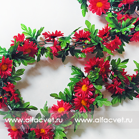 искусственные цветы цепь лиана с ромашками цвета красный 4