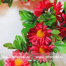 искусственные цветы цепь лиана с ромашками цвета красный 4