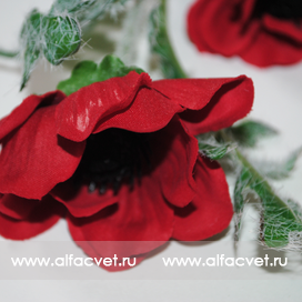 искусственные цветы ветки мака цвета красный 4