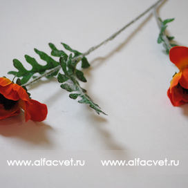 искусственные цветы ветки мака цвета красный с желтым 55
