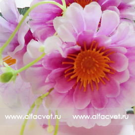 искусственные цветы маргаритка-колокольчик цвета малиновый с белым 37