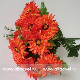 искусственные цветы букет маргариток с добавкой цвета красный 4