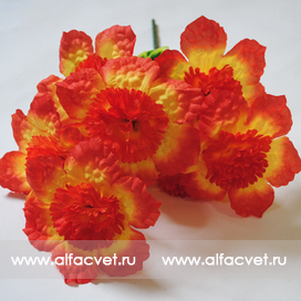 искусственные цветы нарциссы цвета красный с желтым 55