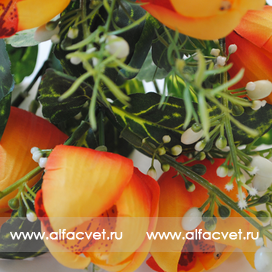 искусственные цветы орхидеи цвета желтый с оранжевым 17