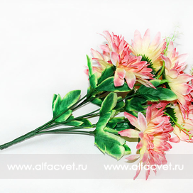 искусственные цветы букет ромашек цвета желтый с розовым 18