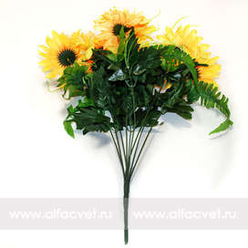 искусственные цветы ромашки с папоротником цвета желтый 1