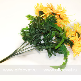 искусственные цветы ромашки с папоротником цвета желтый 1