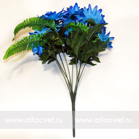 искусственные цветы ромашки с папоротником цвета синий 12