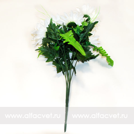 искусственные цветы ромашки с папоротником цвета белый 6
