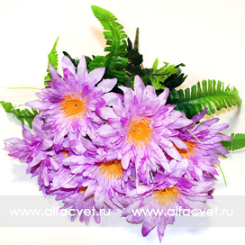 искусственные цветы ромашки с папоротником цвета сиреневый 8