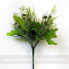 искусственные цветы букет ромашек с добавкой кашка цвета белый 6