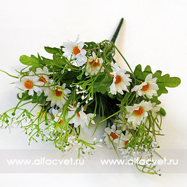 искусственные цветы букет ромашек с добавкой кашка цвета белый 6