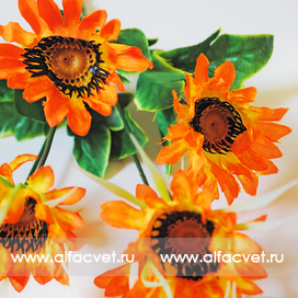 искусственные цветы букет ромашка с осокой цвета оранжевый 2