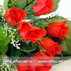 искусственные цветы букет роз цвета красный 4