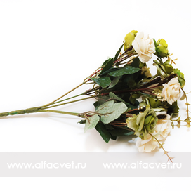 искусственные цветы розы цвета зеленый с белым 34