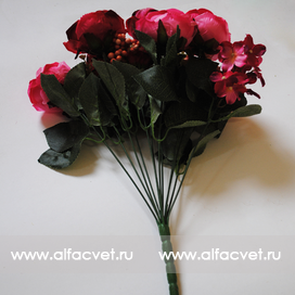 искусственные цветы розы цвета темно-розовый 10