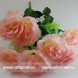 искусственные цветы розы цвета розовый 5