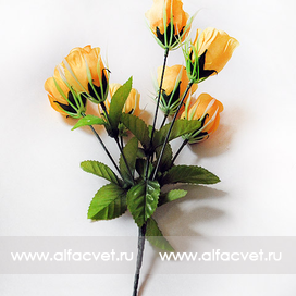 искусственные цветы букет роз с бутонами с добавкой осока цвета желтый 1