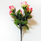 искусственные цветы букет роз с бутонами с добавкой осока цвета розовый с белым 14