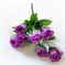 искусственные цветы букет роз с бутонами с добавкой осока цвета сиреневый 8